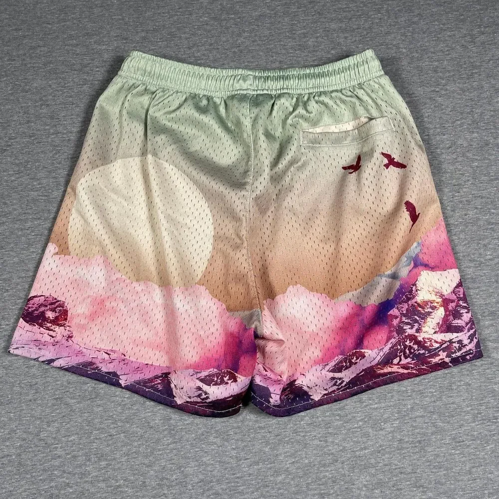 YoungLA Shorts Mens S Multicolor Mesh Lined Drawstring Pockets Athletic